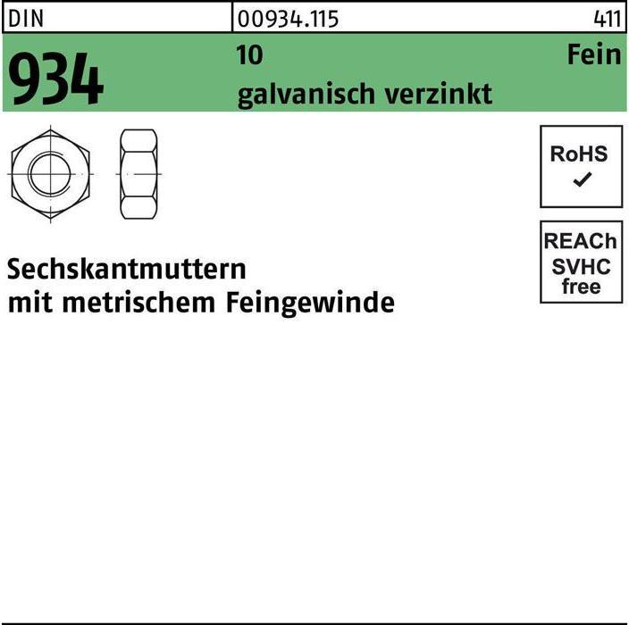 Image du produit Écrou hexagonal DIN 934 M 24 x 2 10 électro-galvanisé (M24)