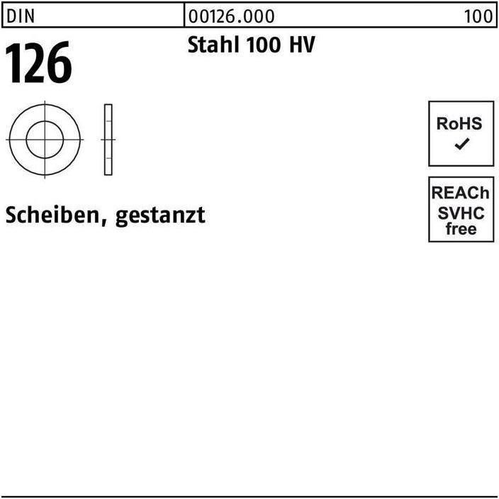 Thumbnail - Zubehör Befestigungstechnik, Unterlegscheibe DIN 126 5,5 x 10 x1 Stahl 100 HV gestanzt