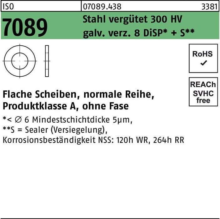 Produktbild Bufab Unterlegscheibe ISO 7089 o.Fase 6 Stahl 200 HV galv.verzinkt 8 DiSP+S