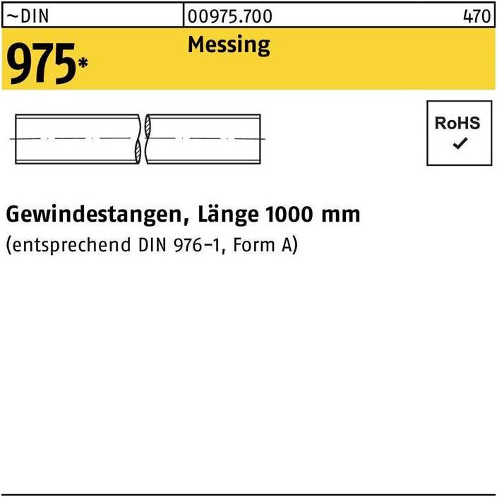 Thumbnail - Zubehör Befestigungstechnik, Gewindestange DIN 975 M 12 x 1000mm Messing