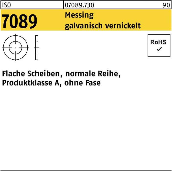 Produktbild Bufab Unterlegscheibe ISO 7089 o.Fase 3 Messing galvanisch vernickelt