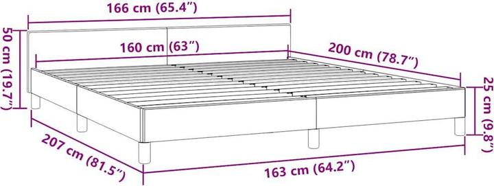 Produktbild vidaXL Bettgestell mit Kopfteil (160 x 200 cm)