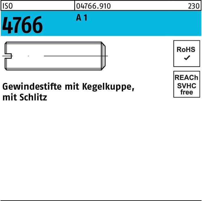 Produktbild Gewindestift ISO 4766 m.Kegelkuppe/Schlitz M 10 x 35 A 1 (10 Schrauben pro Stück)