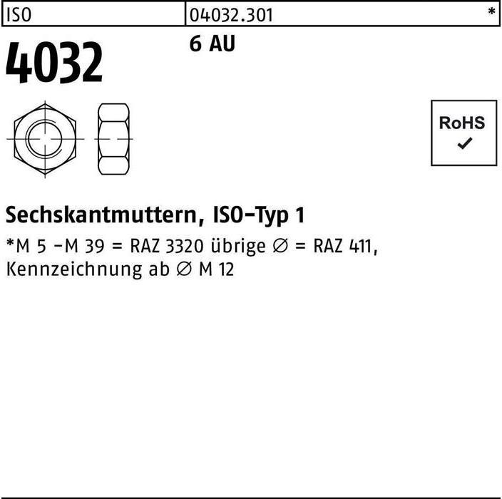 Bufab Hexagon nut ISO 4032 M 2.6 6 Free cutting steel (M2.6)