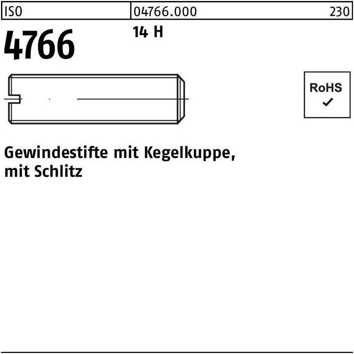 Thumbnail - Schrauben, Gewindestift ISO 4766 m.Kegelkuppe/Schlitz M 2,5 x 16 14 H (200 Schrauben pro Stück)