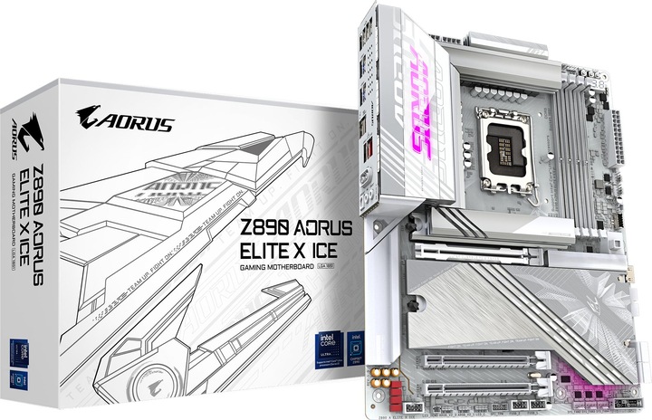 Image du produit Gigabyte Z890 AORUS Elite X ICE (LGA 1851, Intel Z890, ATX)
