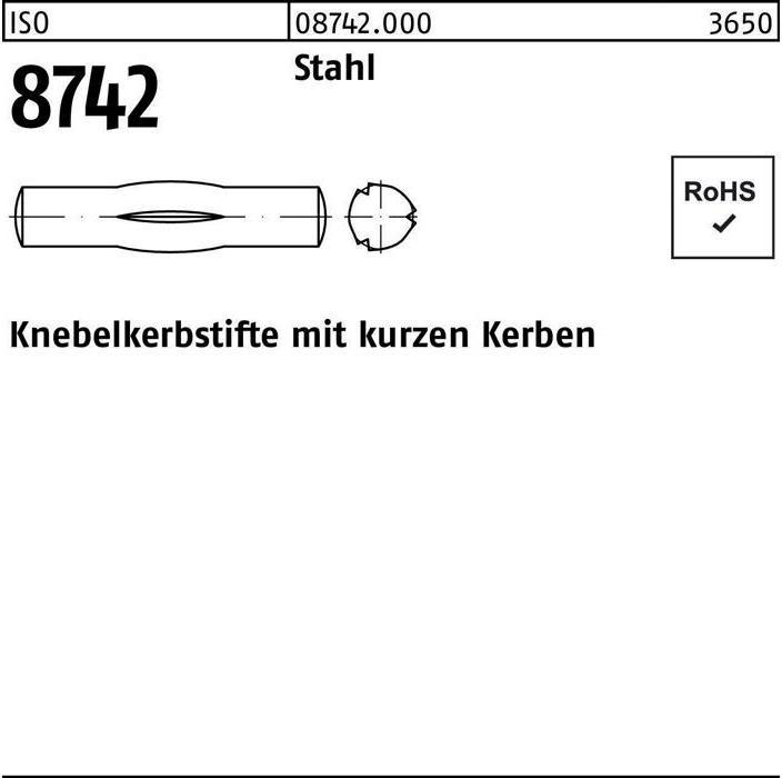 Produktbild Knebelkerbstift ISO 8742 m.kurzen Kerben 10 x 45 Stahl ISO 8742