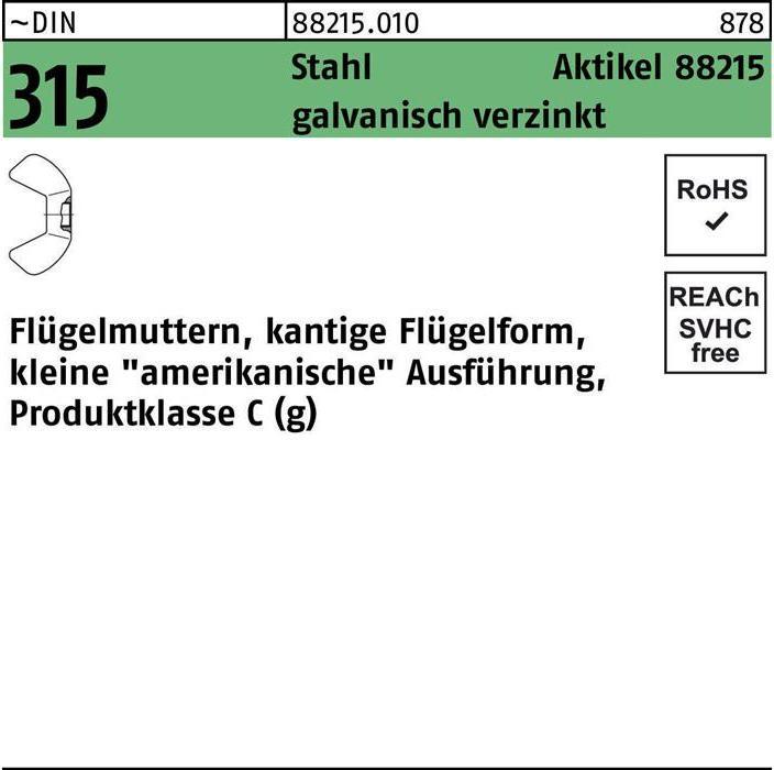 Produktbild Flügelmutter R 88215 M 10 Stahl galvanisch verzinkt