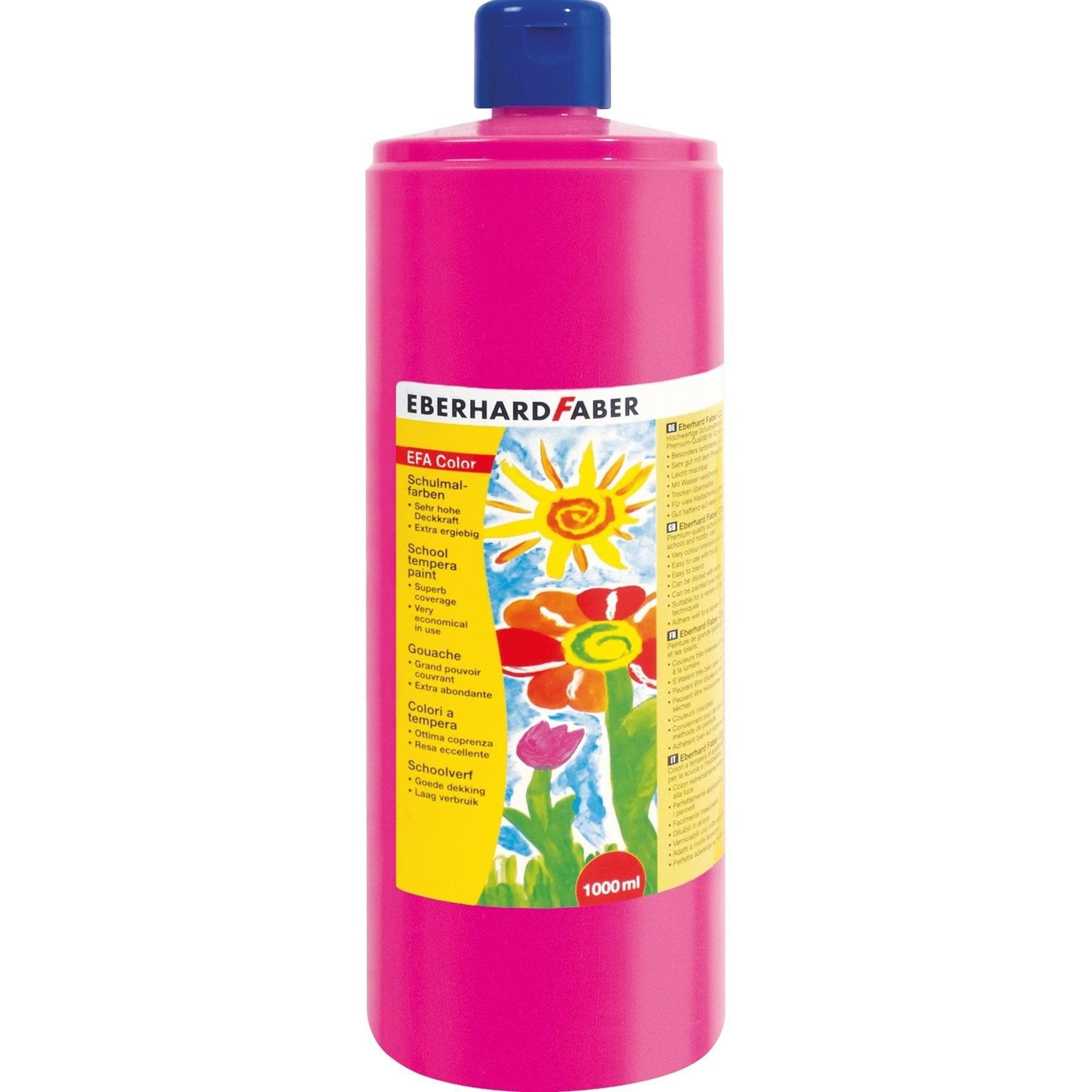 EberhardFaber, Künstlerfarbe + Bastelfarbe, Temperafarben Efacolor, 1000 ml, Karmin Rosa (Karmin Rosa, 1000 ml)