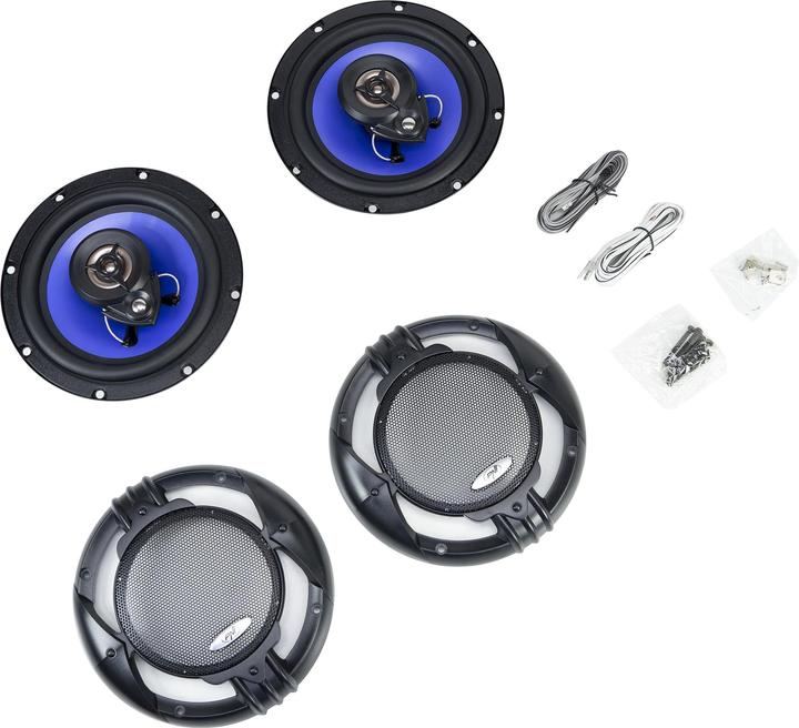 Productafbeelding PNI Coaxiale autoluidsprekers HiFi650, 120 W, 16,5 cm, 3-weg, inclusief rooster, set van 2 (16.50 cm)