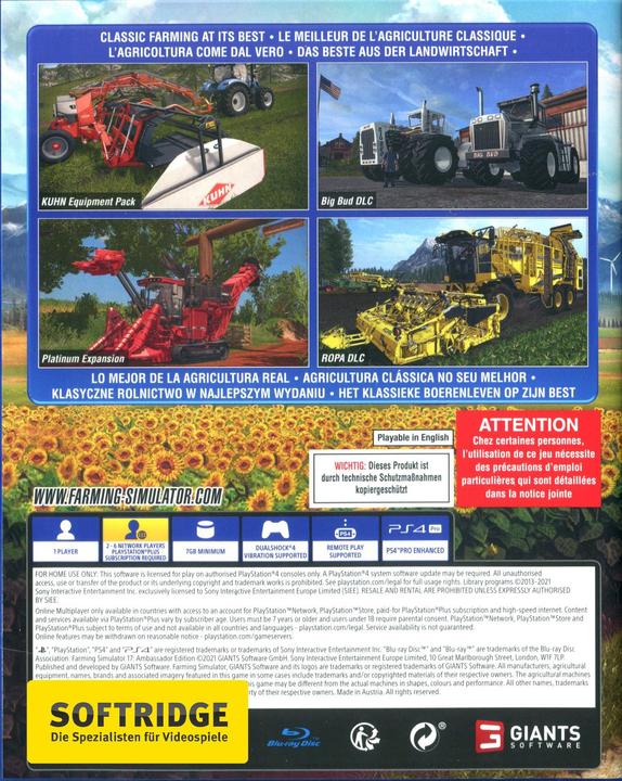 Actual product image Giants Software Farming Simulator 17 - Ambassador Edition (PS4, DE, IT, FR, EN)