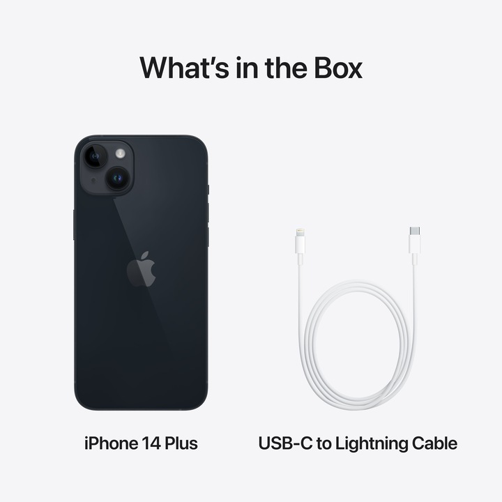 Produktbild Apple iPhone 14 Plus (128 GB, Midnight, 6.70", SIM + eSIM, 12 Mpx, 5G)