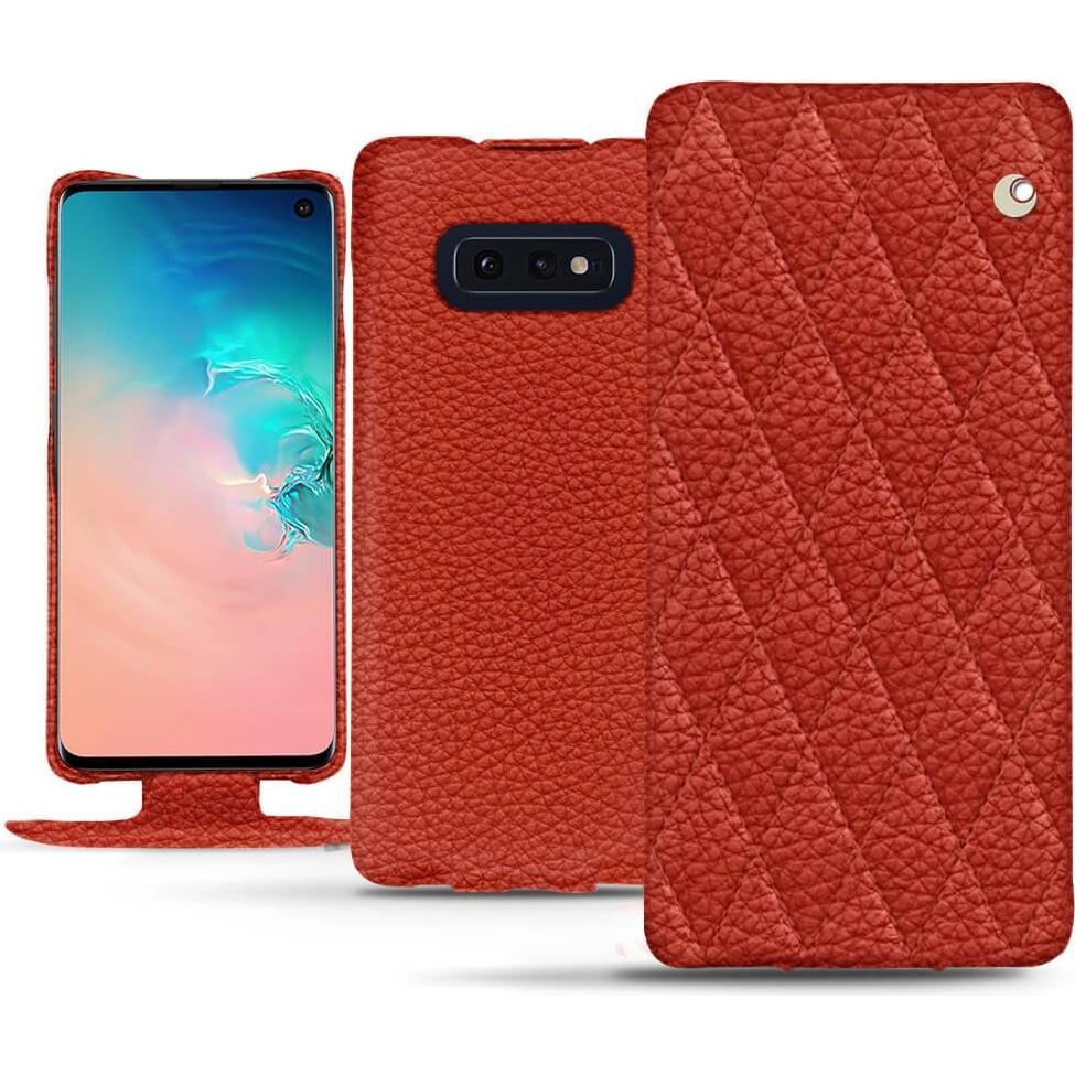 Noreve Lederschutzhülle vertikal (Samsung Galaxy S10e), Smartphone Hülle, Orange