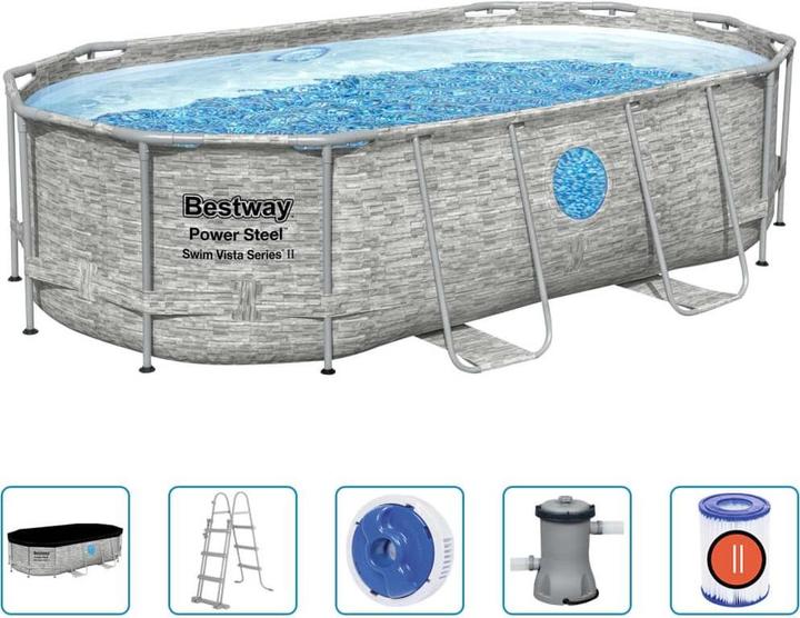 Actual product image Bestway Pool Power Steel with accessory set, 427x250x100 cm (427 x 250 x 100 cm)