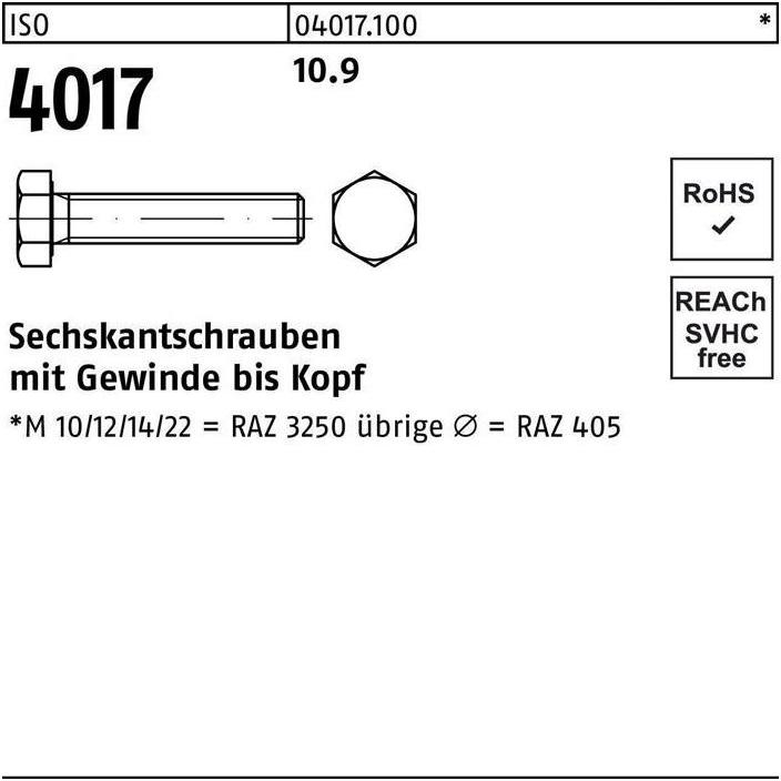 Thumbnail - Bufab, Schrauben, Sechskantschraube ISO 4017 VG M 14 x 35 10.9 (100 Schrauben pro Stück)