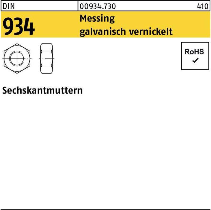 Immagine prodotto Dado esagonale DIN 934 M 8 Ottone nichelato (M8)