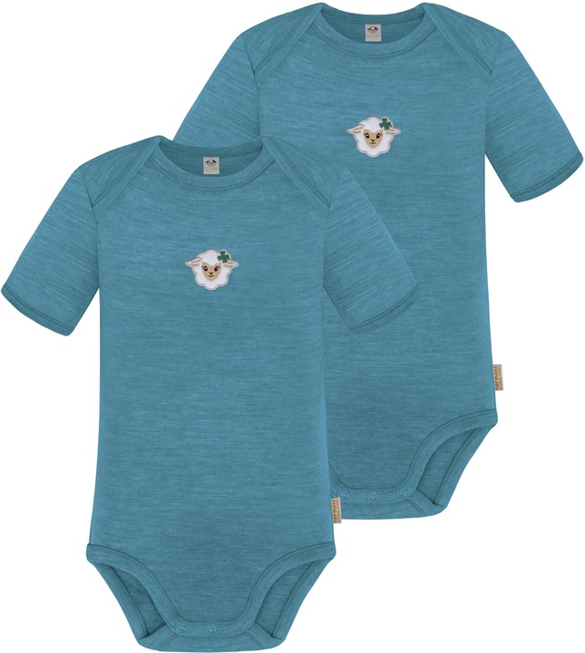 Actual product image Normani Set of 2 baby merino bodysuit short sleeves "Tauranga" - 9285 (86)