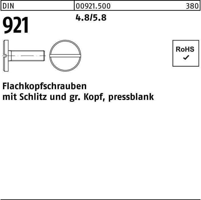 Produktbild Flachkopfschraube DIN 921 m.Schlitz M 3 x 10 4.8/5.8 (100 Schrauben pro Stück)