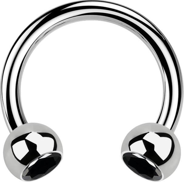Immagine prodotto Star Piercing Micro Circular Barbell silber mit zwei Kugeln Kristall schwarz (senza ottone, Titanio)