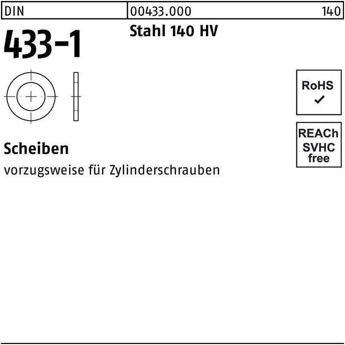 Thumbnail - Zubehör Befestigungstechnik, Scheibe DIN 433-1 3,2 x 6 x0,5 Stahl 140 HV