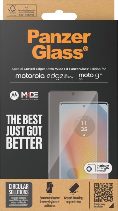 Actual product image PanzerGlass Screen Protector Motorola edge 50 Fusion | G85 | Ultra-Wide Fit (1 pcs., Motorola Edge 50 Fusion)