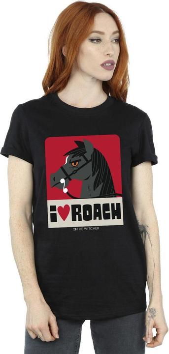 Actual product image Netflix Womens/Ladies The Witcher I Heart Roach Cotton Boyfriend T-Shirt (M)