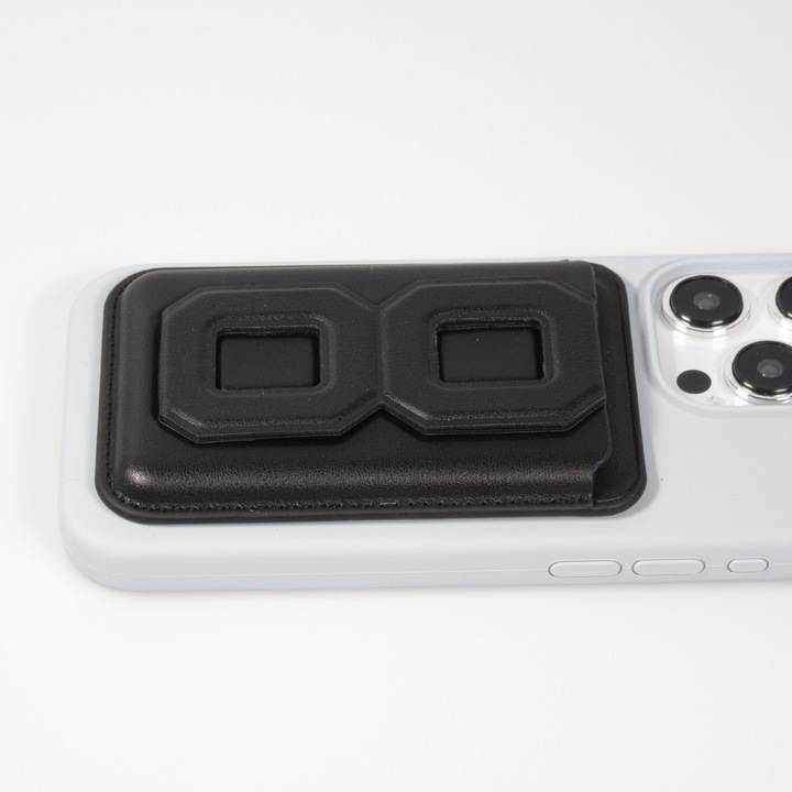 Actual product image PhoneLook Porte-cartes magnétique wallet MagSafe cuir végan avec aimant fort et support pliable intégré