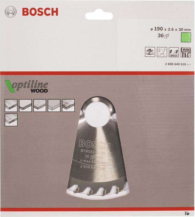 Image du produit Bosch Professional Zubehör Lame de scie circulaire PRO Wood, 190 x 2.6 x 30 mm