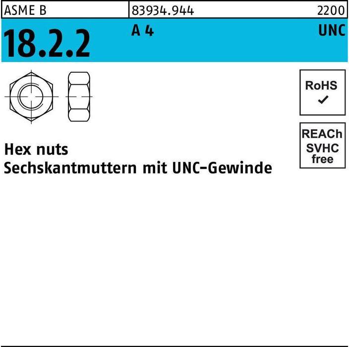 Produktbild Sechskantmutter R 83934 m.UNC-Gewinde 1/4 A 4 (R1/4)