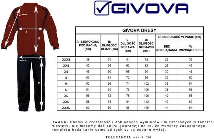 Immagine prodotto Givova Dres Tuta Visa czerwono-czarny TR018 1210 XS (XS)