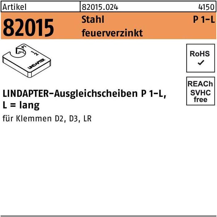 Thumbnail - Lindapter, Zubehör Befestigungstechnik, Ausgleichscheibe R 82015 GTW 40 P1 M 24 / 12,0 Stahl feuerverzinkt