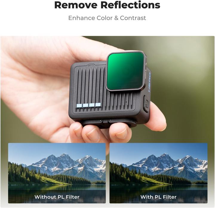 Actual product image K&F Concept 4pcs Filter Kits, CPL+ND4+ND8+16, Anti-Scratch on One Side, For GOPRO Hero 4K