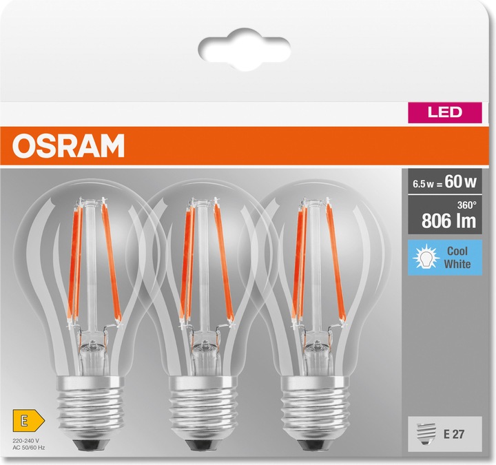 Produktbild Osram Led Base Classic A (E27, 7 W, 806 lm, 3 x, E)