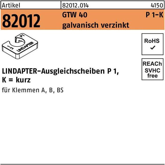 Thumbnail - Lindapter, Zubehör Befestigungstechnik, Ausgleichscheibe R 82012 GTW 40 P1 M 20 / 10,0 galvanisch verzinkt