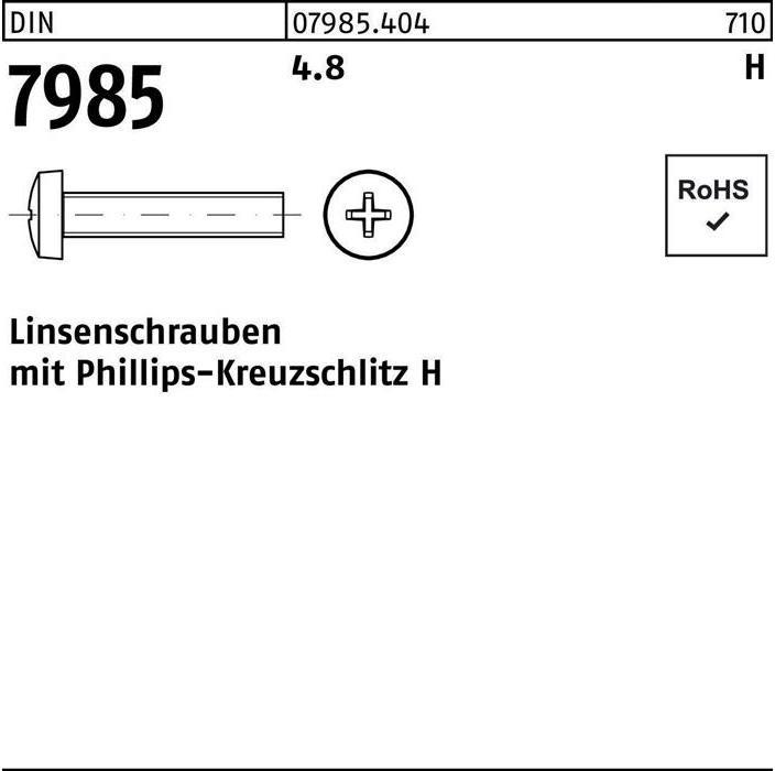 Immagine prodotto Vite a testa ovale DIN 7985 con intaglio a croce-PH M 5 x 8 -H 4.8 (2000 Viti per pezzo)