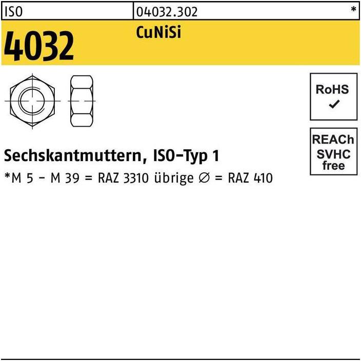 Thumbnail - Bufab, Muttern + Unterlegscheiben, Sechskantmutter ISO 4032 M 16 CuNiSi (M16)