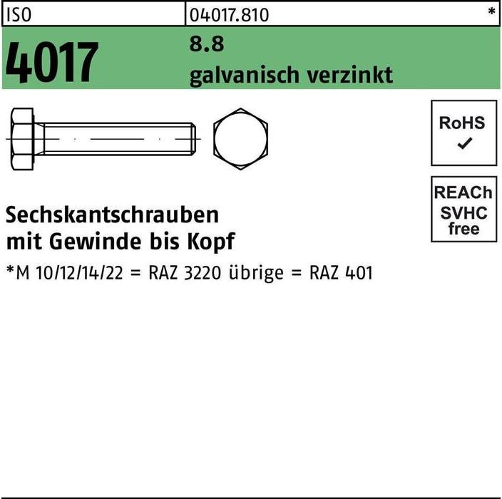 Produktbild Bufab Sechskantschraube ISO 4017 VG M 5 x 55 8.8 galvanisch verzinkt (200 Schrauben pro Stück)
