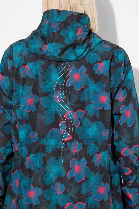 Actual product image Ulla Popken Neon Floral Print Packable Rain Jacket (46, 48)