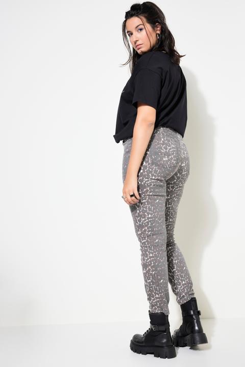 Immagine prodotto Studio Untold Skinny jeans a vita alta con taglio a cinque tasche e stampa leopardata (52)