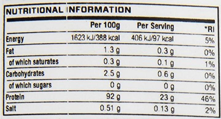 Valori nutrizionali e ingredienti MyProtein Isolato di siero di latte Impact (1000 g, 1 x, Neutro)