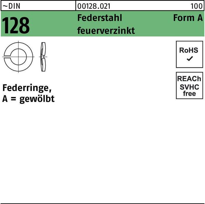 Produktbild Federring DIN 128 A 12 Federstahl feuerverzinkt