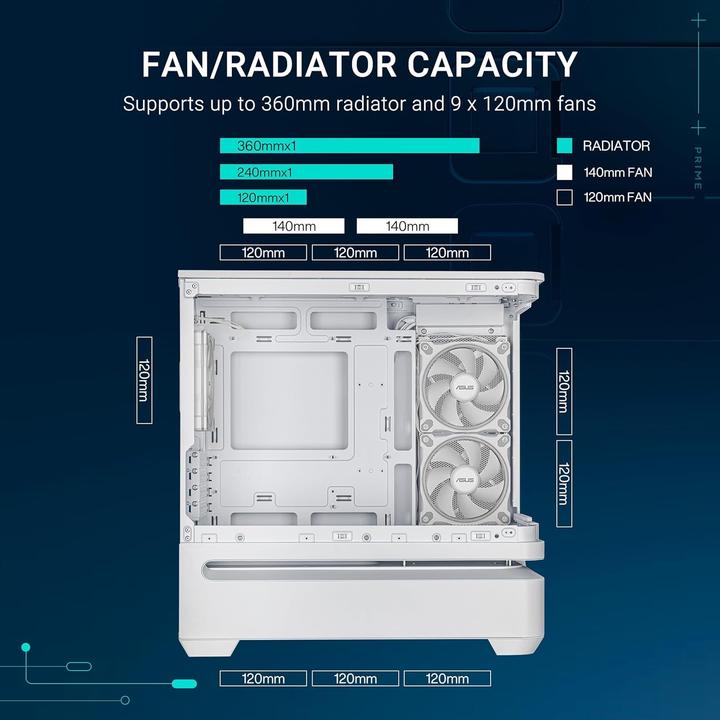 Produktbild ASUS Prime Ap202 Tg Argb White (Mini-ITX, mATX)