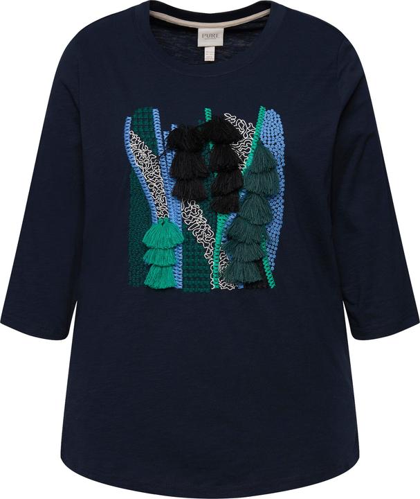 Actual product image Ulla Popken Eco Cotton Dimensional Embroidered 3/4 Sleeve Tee (46, 48)