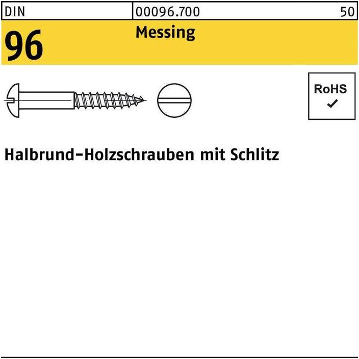 Thumbnail - Schrauben, Holzschraube DIN 96 Halbrundkopf Schlitz 2,5 x 25 Messing (500 Schrauben pro Stück)