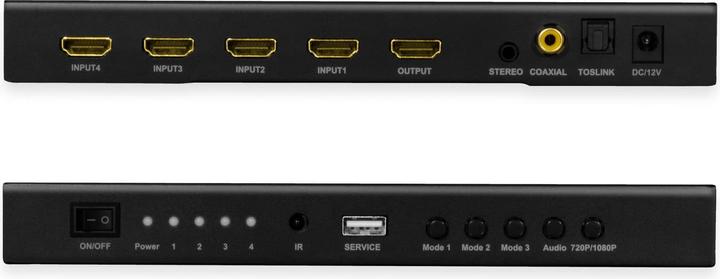 Actual product image LogiLink HDMI Switch 4x1-Port, Multiviewer, 1080p/60 Hz, Scaler, Seamless, RC