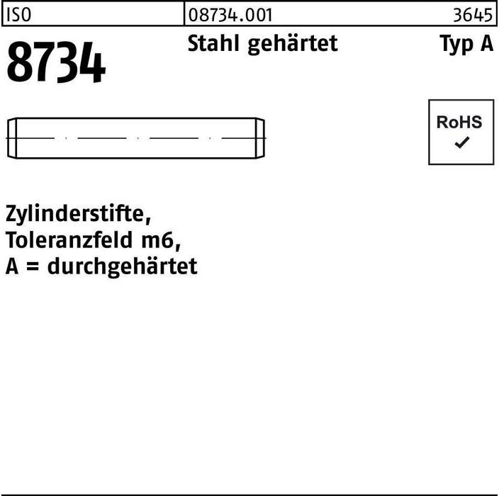Actual product image Parallel pin ISO 8734 1.5 m6 x 8 Steel hardened Tolerance m6 ISO 8734