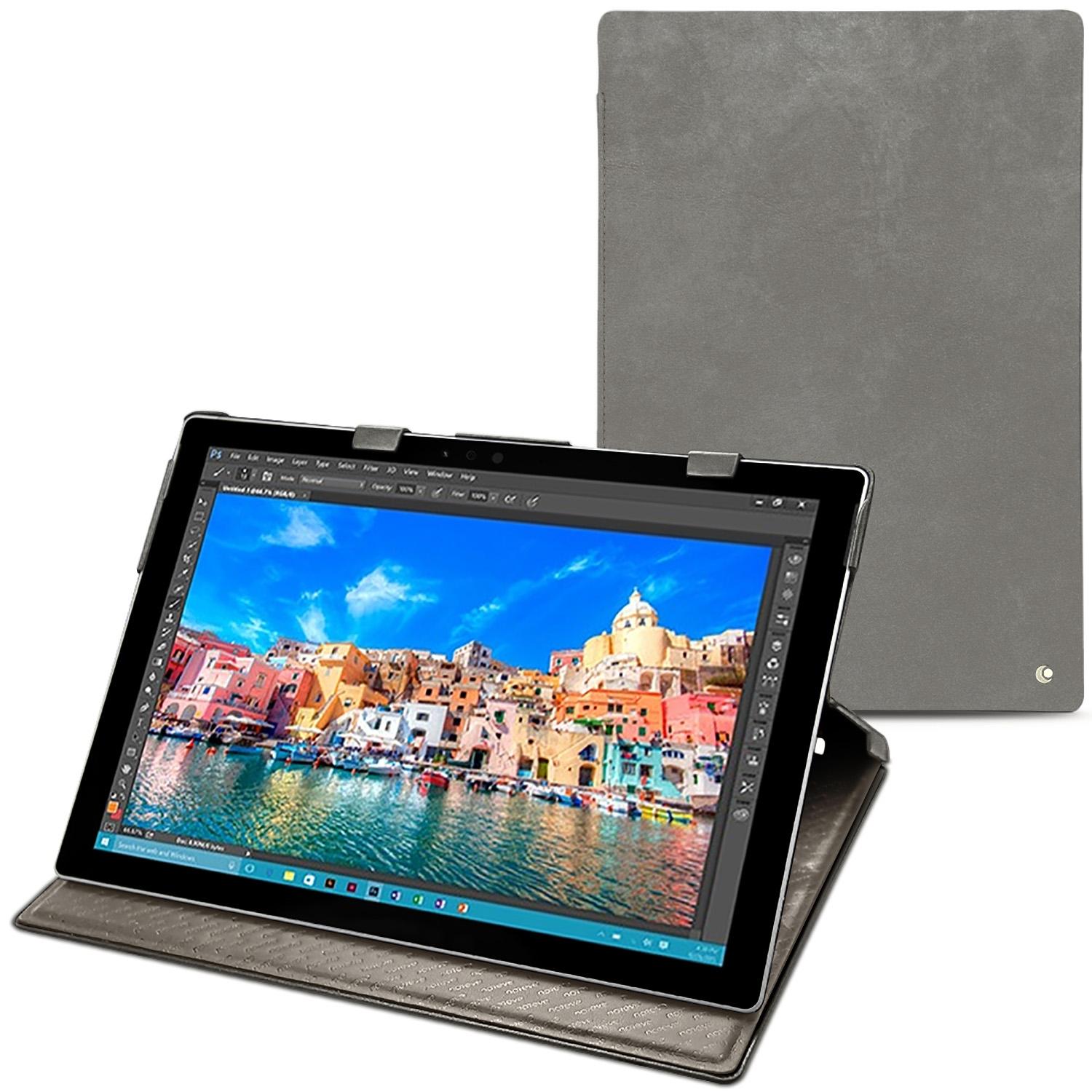 Thumbnail - Noreve Lederschutzhülle vertikal (Microsoft Surface Pro 4), Tablet Hülle, Grau