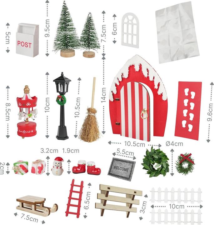 Produktbild Hermex 21-tlg. Wichteltür-Set Miniaturwelt Weihnachtsdeko Elfentür-Zubehör