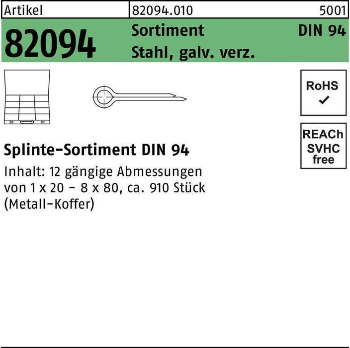Actual product image Split pin assortment DIN 94 910 pcs. steel galvanised