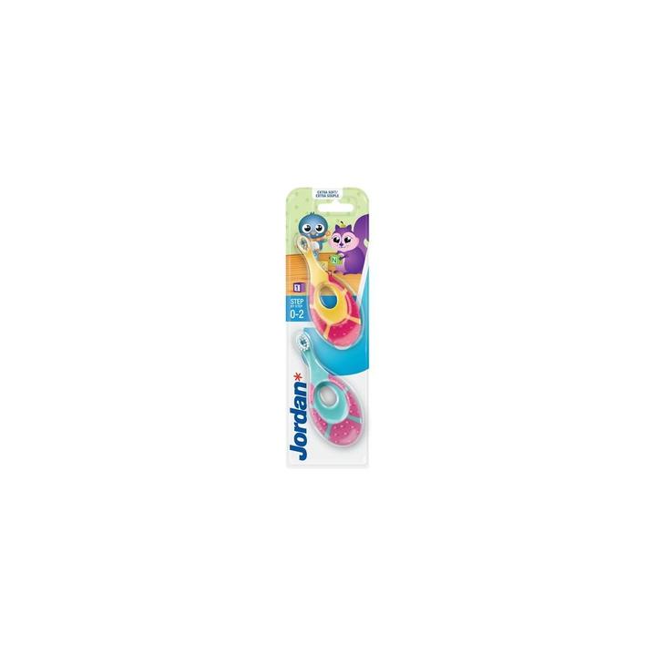 Immagine prodotto Jordan Spazzolino Step By Step per bambini 0-2 anni morbido 2 pezzi (Medio, 2 x)